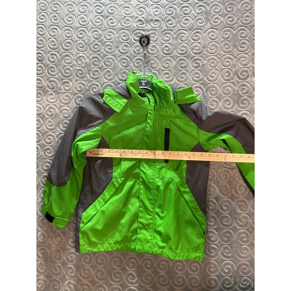 Kids BYCR Jacket Bright Green Gray Hooded Zip Up Outerwear Size‎ 8 - Picture 5 of 8